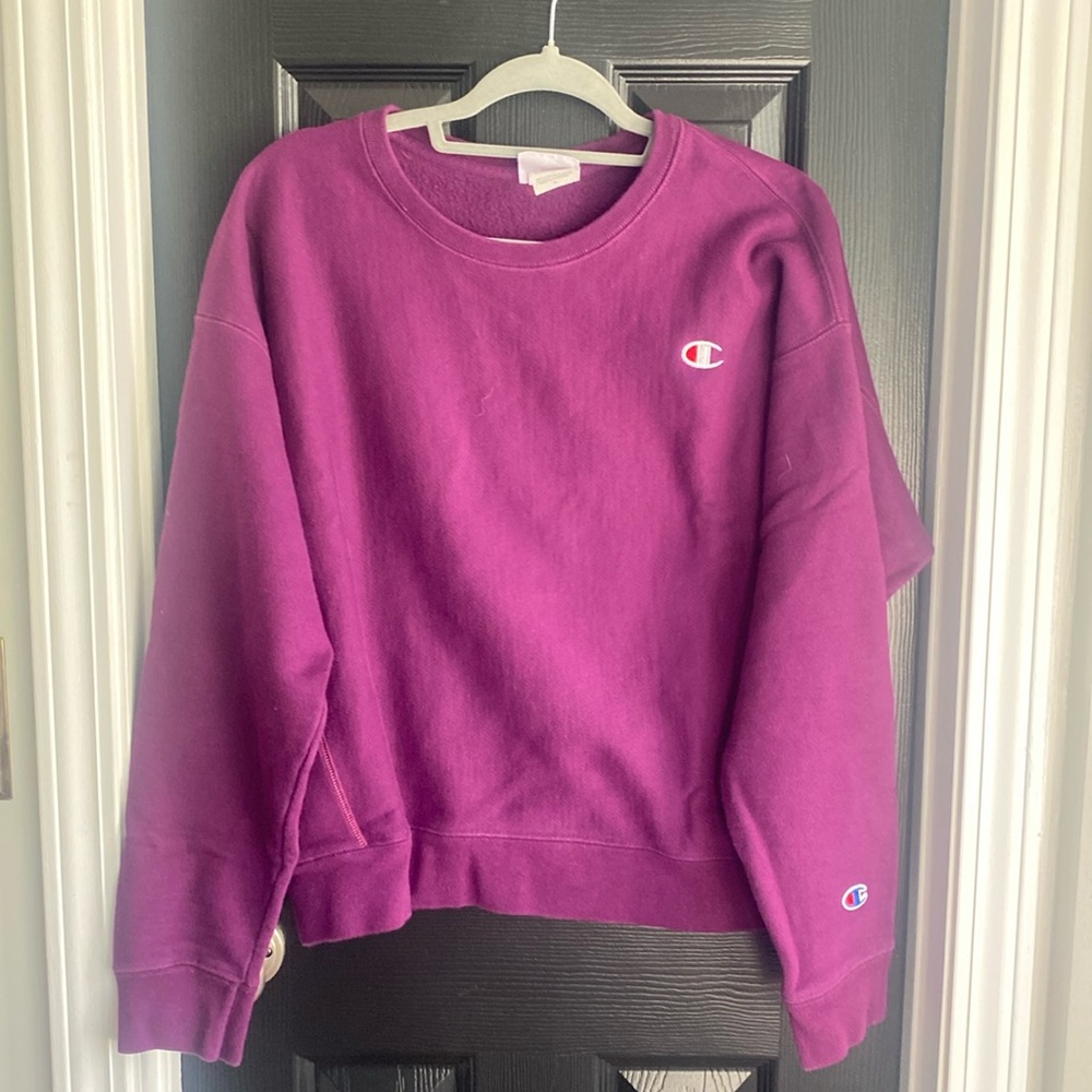 Champion Magenta Crew Sweater-Size XL